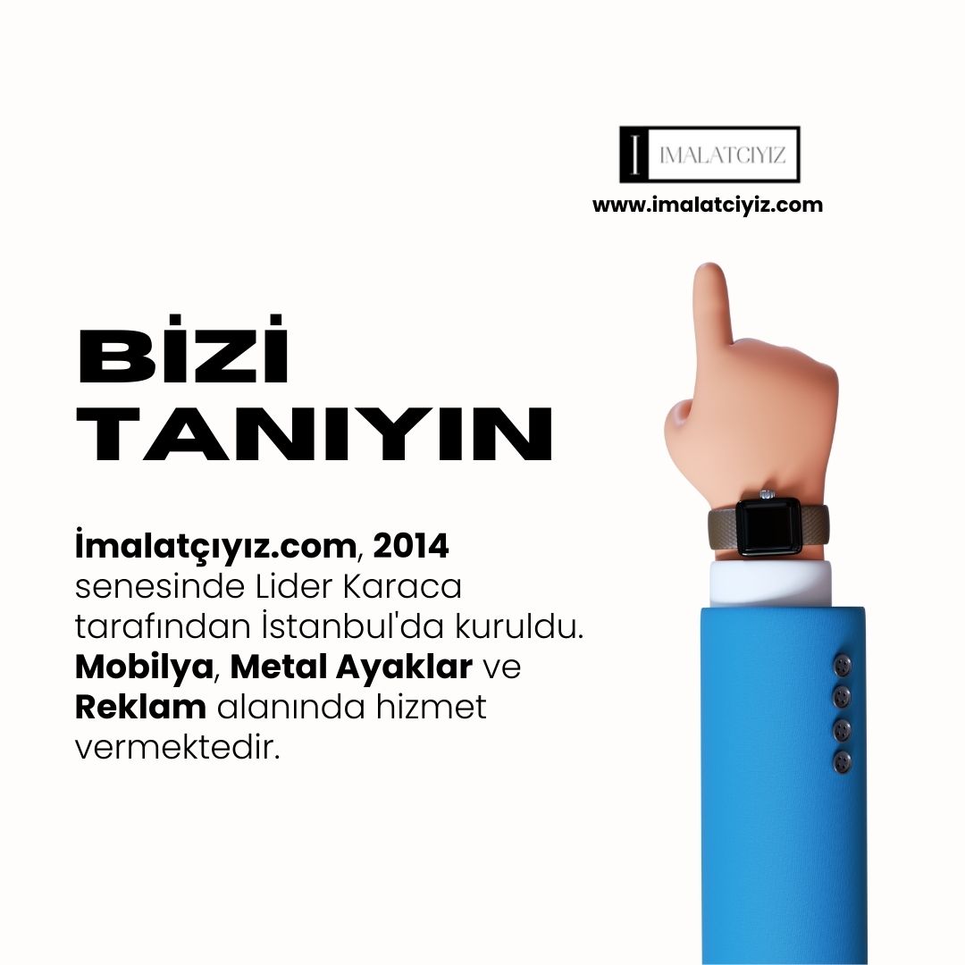 2014 yılından itibaren bugüne kadar ürün kalitesinde malzeme kadar işçiliğinde önemli olduğunu bilen imalatciyiz.com ve markaları; üretim sürecinin her bir aşamasında son derece titiz bir çalışma yürüterek kaliteden taviz vermeden ekonomik üretim yapmayı başarmış ve bu avantajını müşterilerine yansıtmıştır.